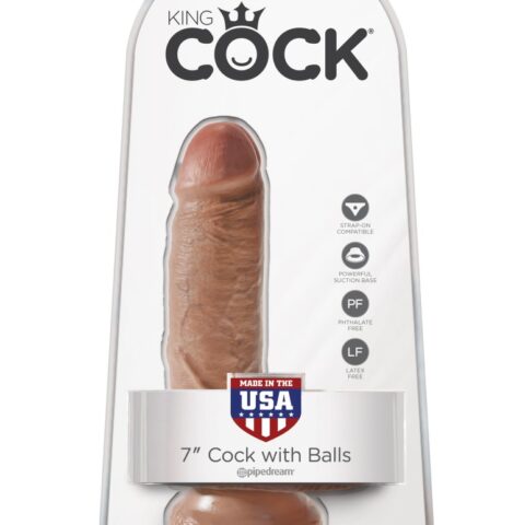 DILDO King Cock With Balls Tan 7''