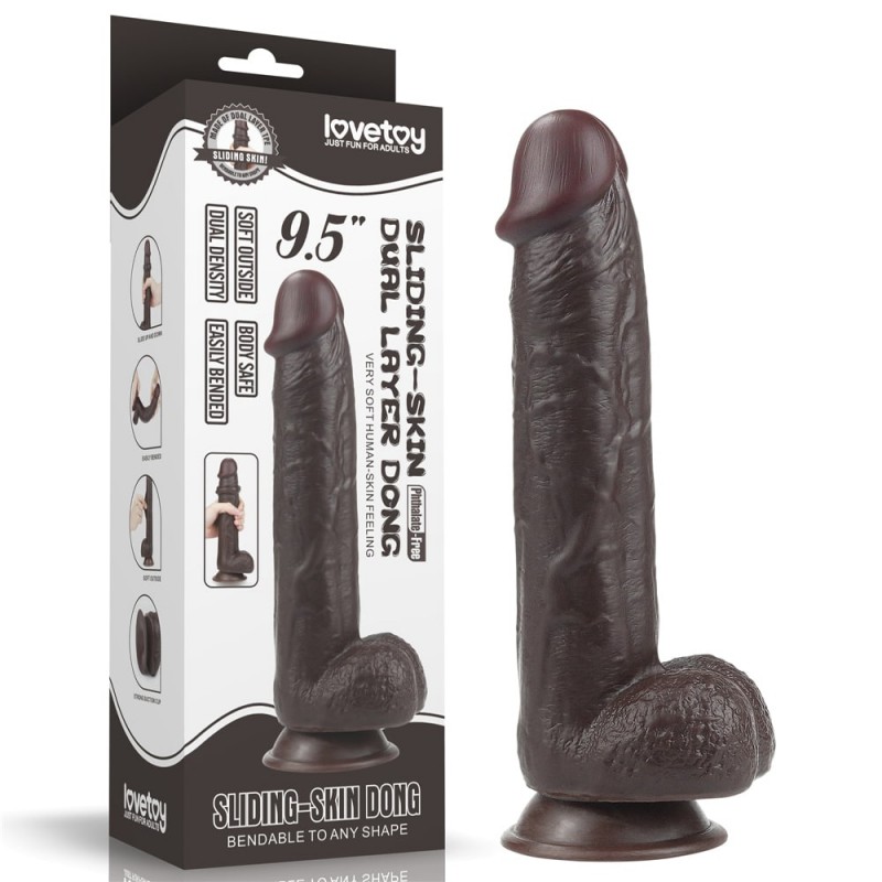 DILDO Lovetoy Sliding Skin Brown 9.5''