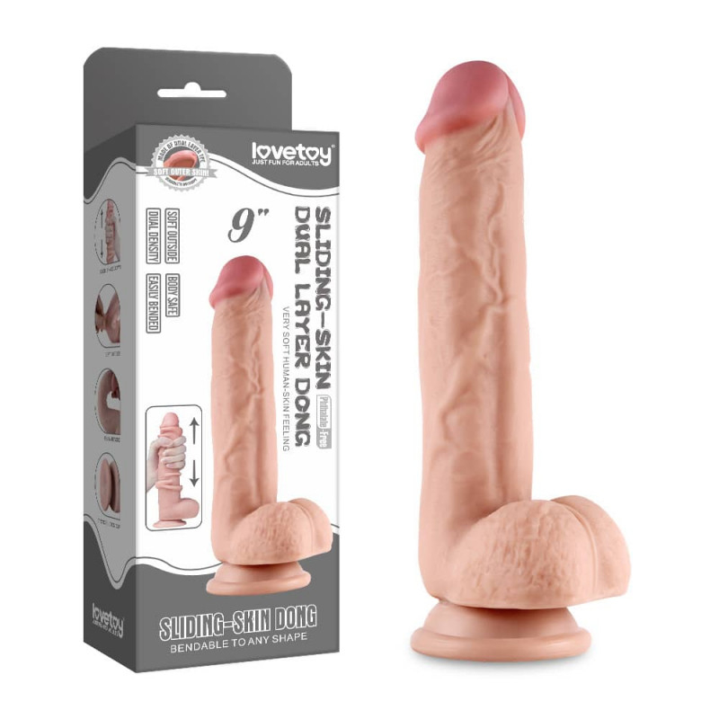 DILDO Lovetoy Sliding Skin 2 Dual Layer 9" - Slika 5