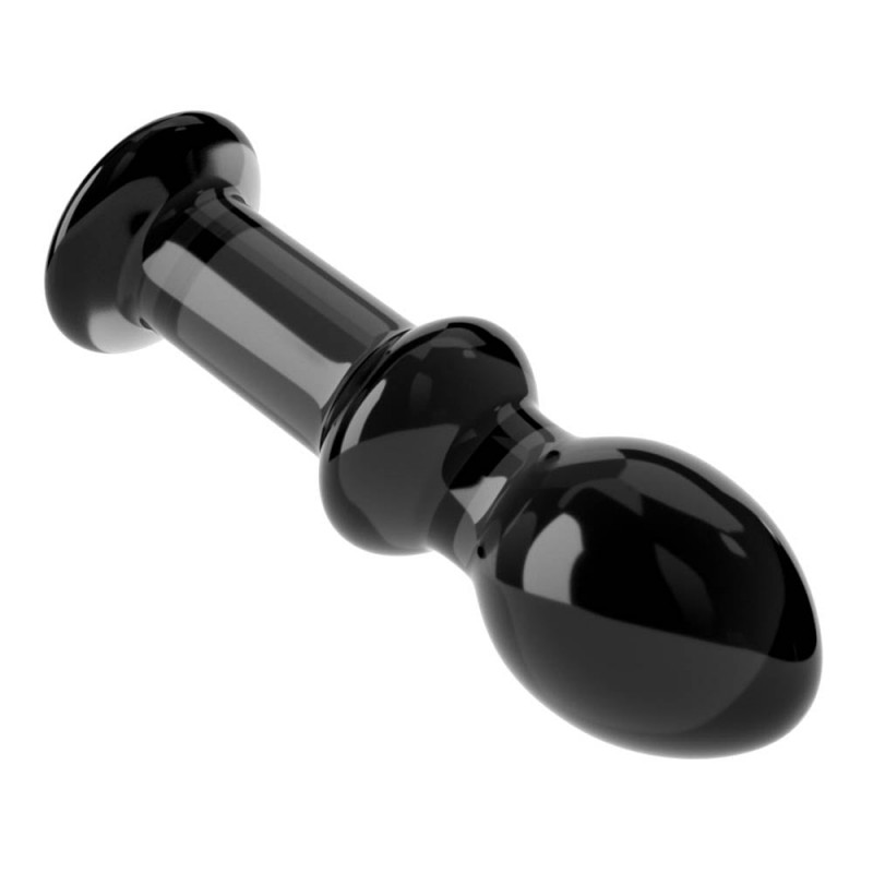 STEKLENI ANALNI ČEP Lovetoy Glass Romance Black 4,5'' - Slika 2
