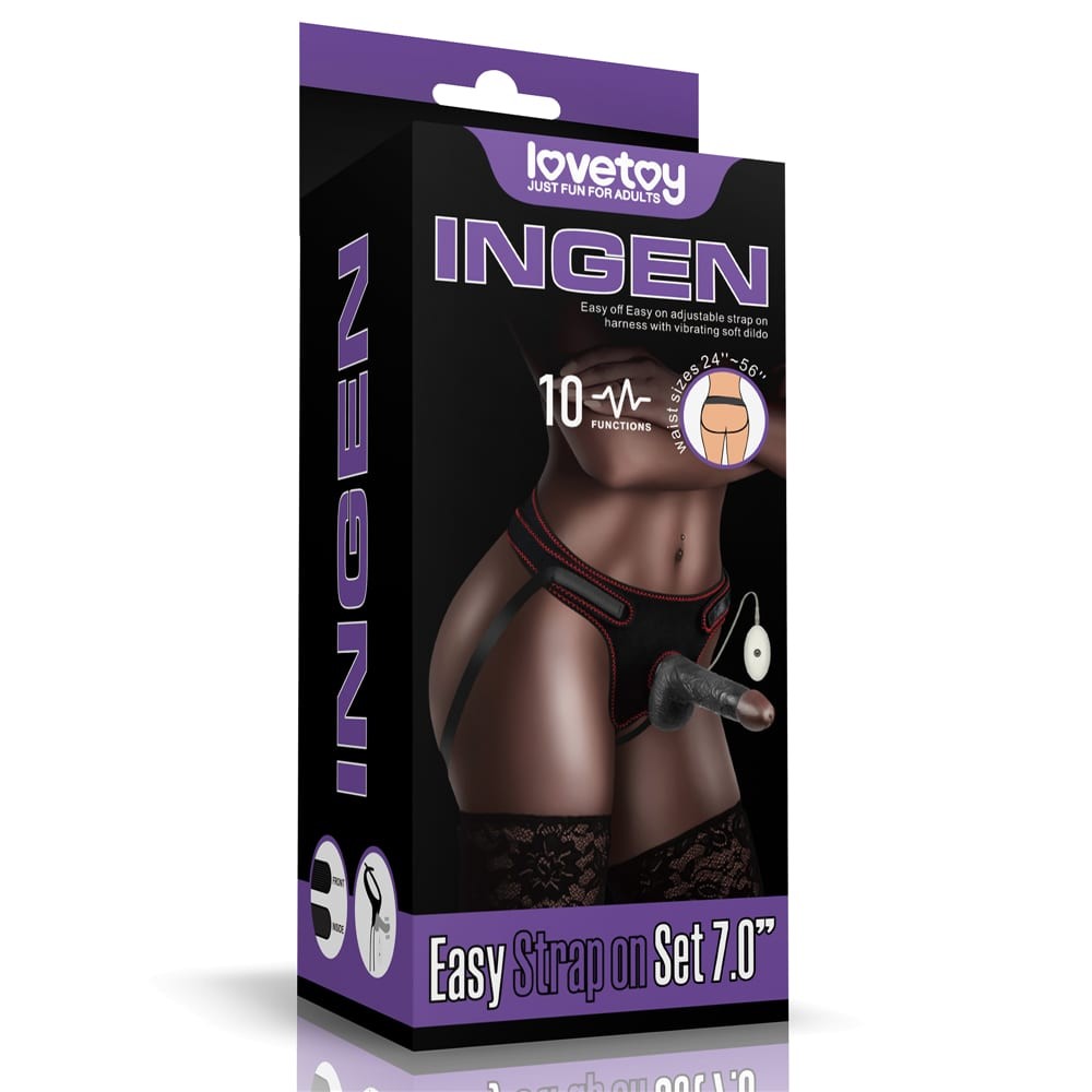 STRAP-ON Lovetoy Ingen Vibrating Easy Black 7'' - Slika 8