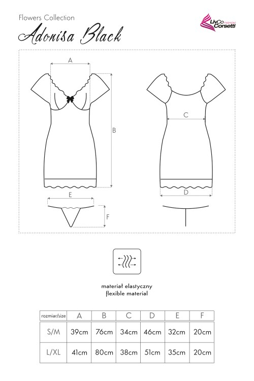 NEGLIŽE Livia Adonis Black - crni-L/XL - Slika 3