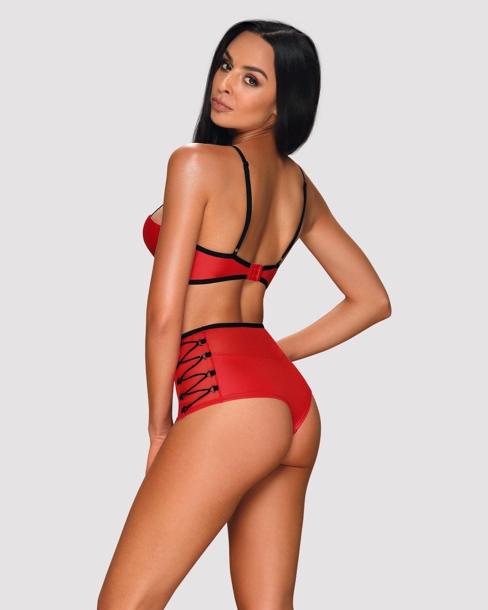 KOMPLET Obsessive Leatheria Red-rdeča-L/XL