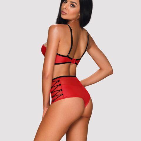 KOMPLET Obsessive Leatheria Red-rdeča-S/M