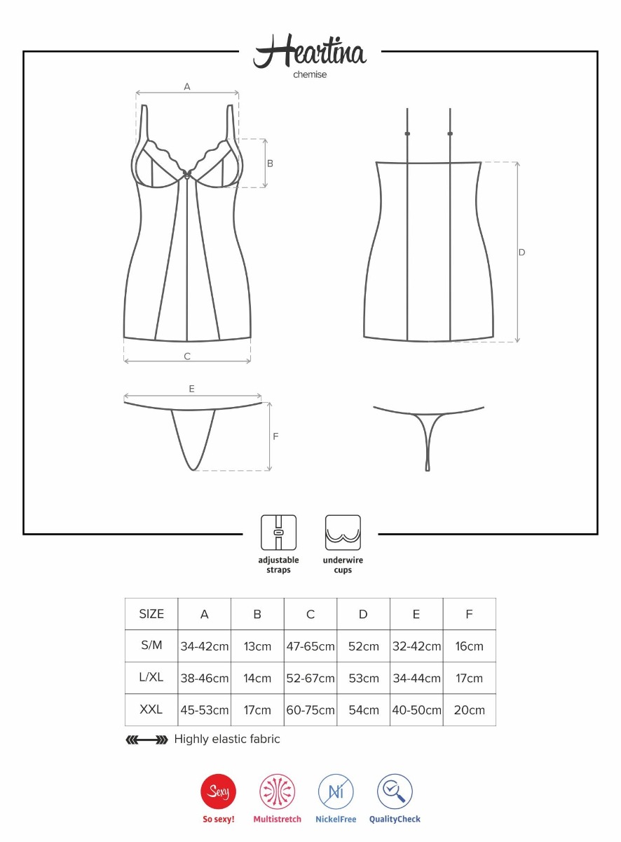 NEGLIŽE Obsessive Heartina Red-crvena-L/XL - Slika 5